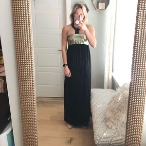 Gold Detailed collar Black Maxi Small Authentic Icon Dress